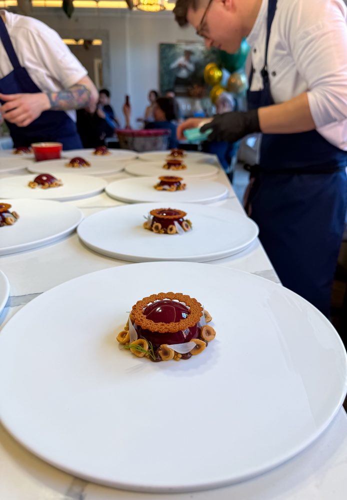 A dish being plated